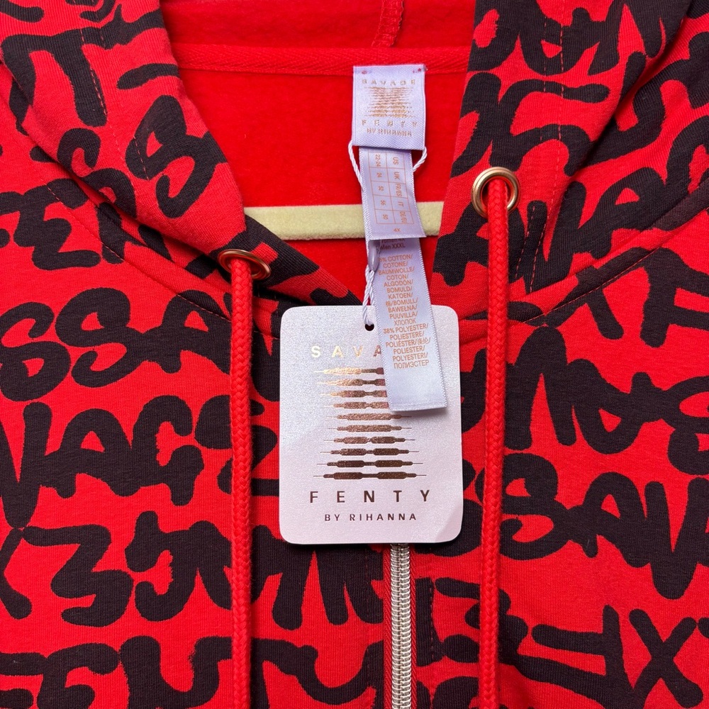 Savage X Fenty By RIHANNA HOODED ONESIE
Red Black Graphic Jumpsuit  Size 22-24 - Picture 8 of 13